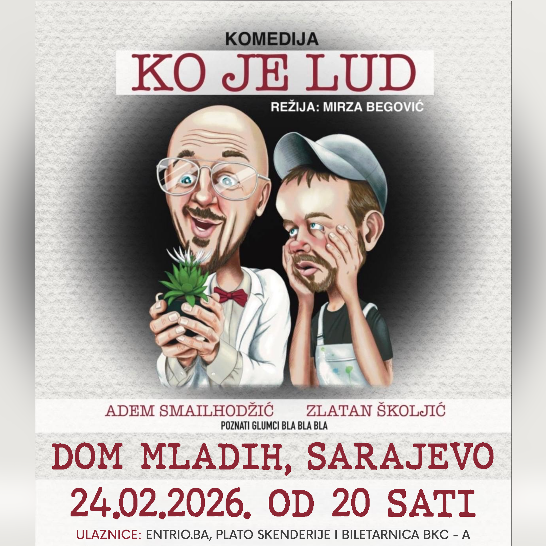Urnebesna komedija „Ko je lud?“ stiže u Sarajevo i Mostar – ulaznice u prodaji!