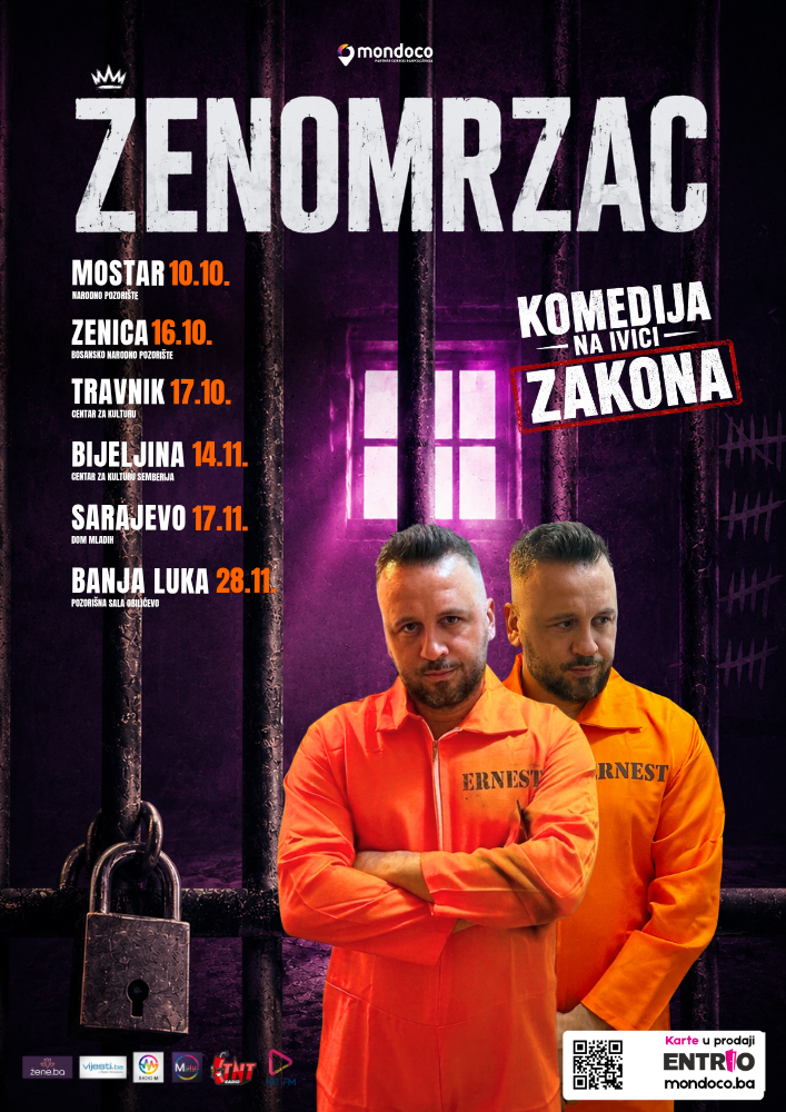 „ŽENOMRZAC“ STIŽE U ŠEST BH GRADOVA: KOMEDIJA NA IVICI ZAKONA KREĆE NA VELIKU TURNEJU