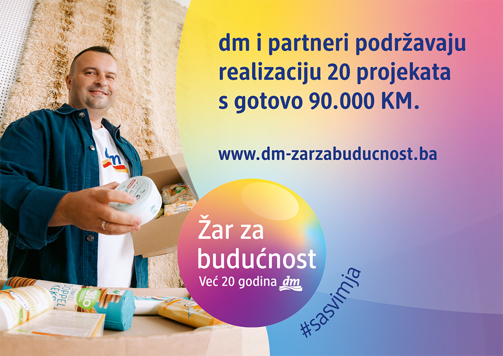 „Žar za budućnost“: dm i partneri izdvajaju gotovo 90.000 KM za 20 projekata širom Bosne i Hercegovine